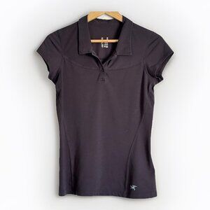 Arcteryx Womens Relaxed Fit Polo Shirt Sz Medium Black Short Sleeve Golf Outdoor